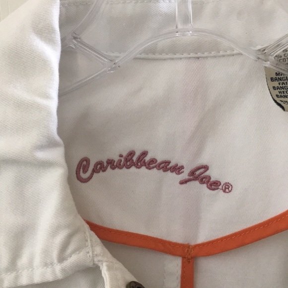 LADIES Caribbean joe white denim jacket small - Picture 3 of 4